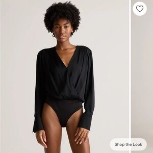 Washable stretch silk surplice bodysuit
